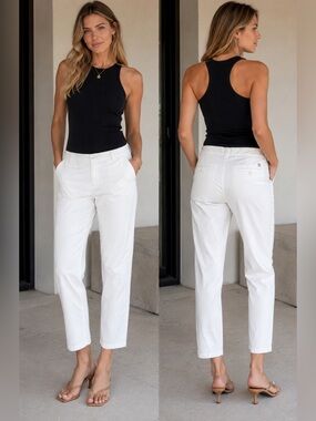 Tommy Hilfiger women's white cotton chino trouser pants Sz 16
